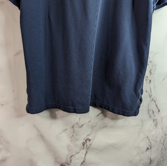 Duluth Trading Co Polo Shirt Men Size Large Short Sleeve Navy Blue Gusseted Top - Picture 7 of 9